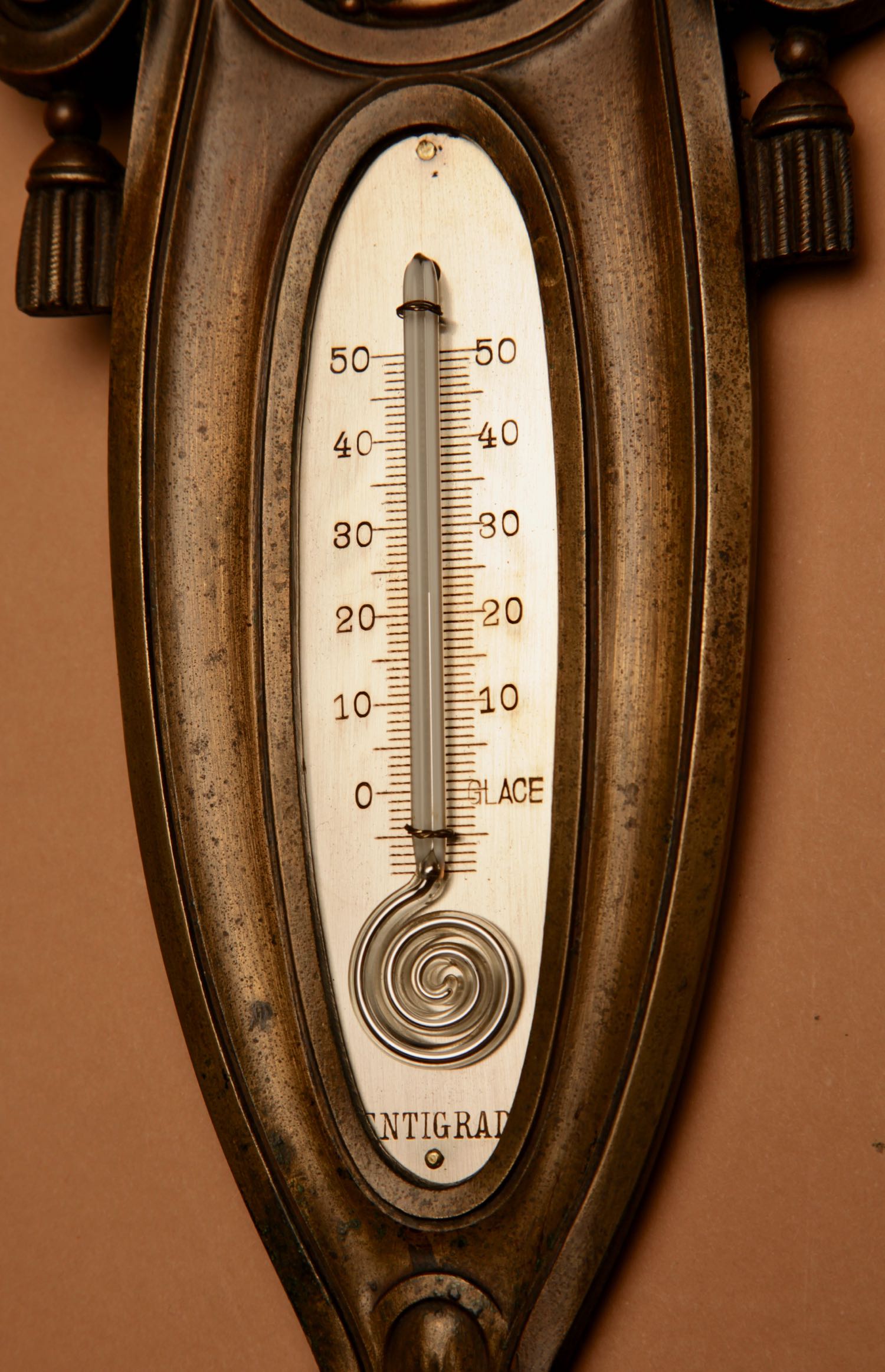 Art Deco Bronze Very Stylish Thermometer. - Image 2